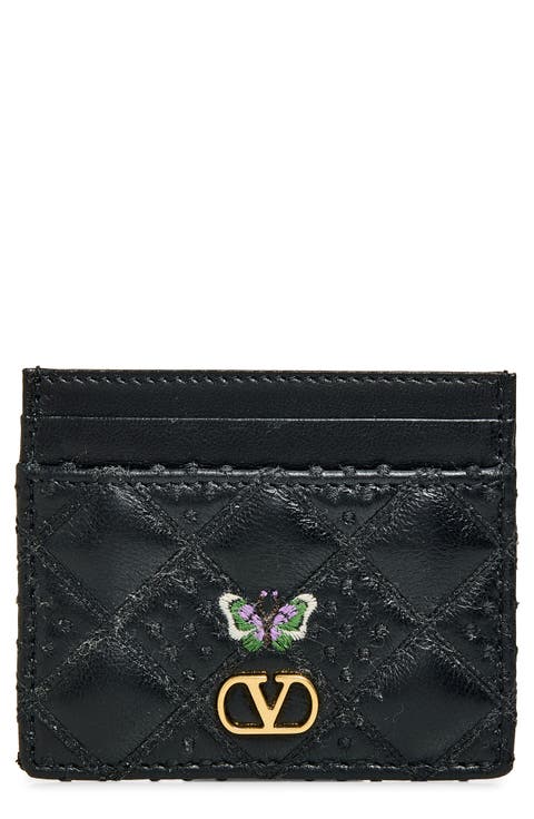 Flutterby Quilted Leather Card Case
