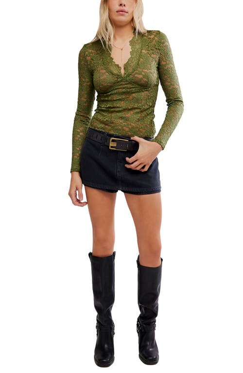 Free People All Day Lace Crop Top In Green
