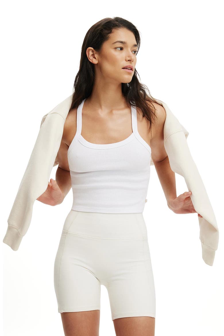 Women's Active Rib T-Bar Cropped Tank, Main, color, White