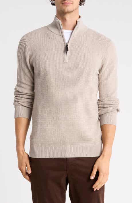 Mock Neck Quarter Zip Cotton Sweater