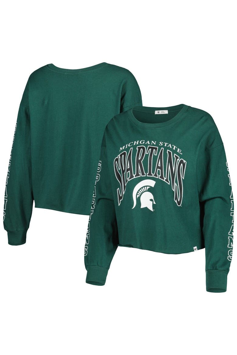Women's '47 Green Michigan State Spartans Parkway II Cropped Long Sleeve T-Shirt, Main, color, Green
