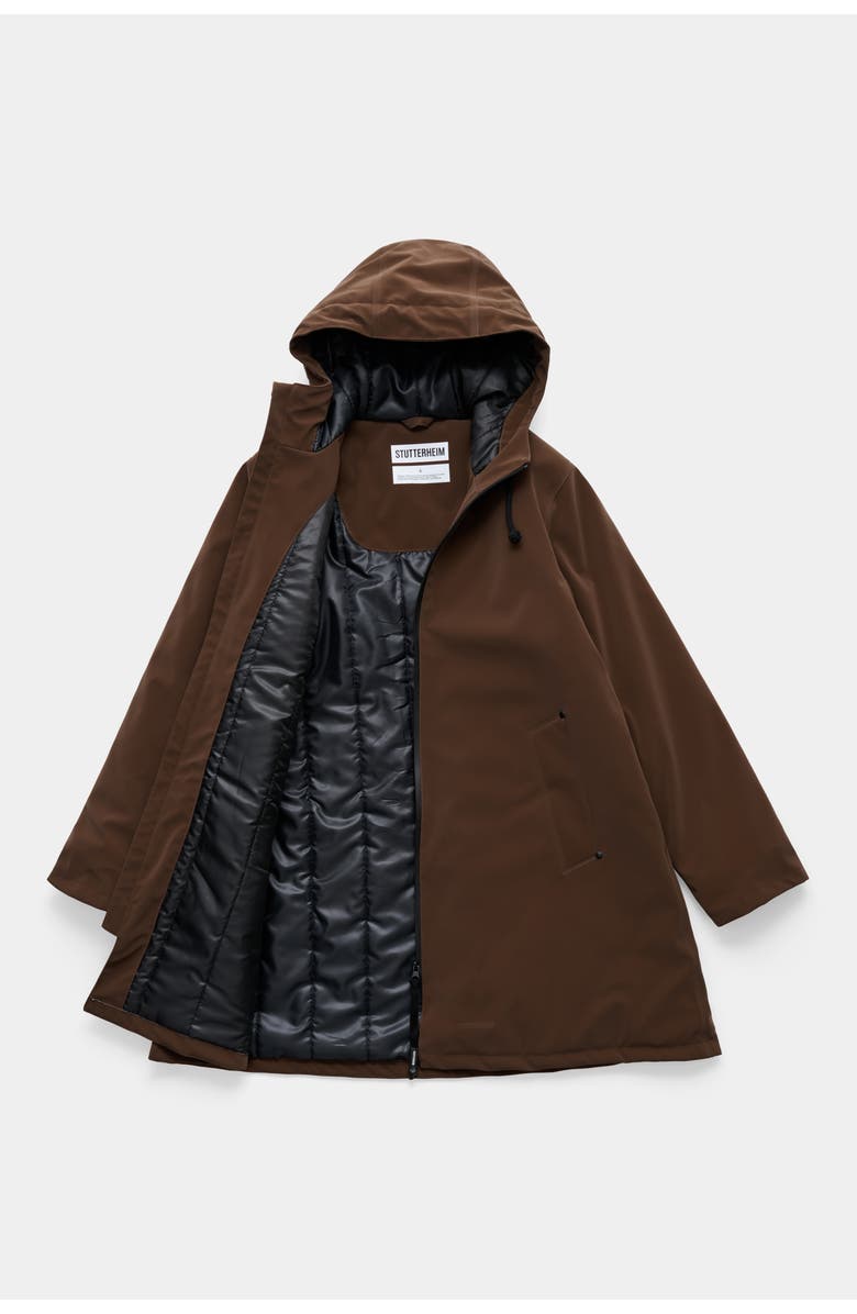 Stutterheim Mosebacke Matte Winter Coat, Alternate, color, Dark Brown