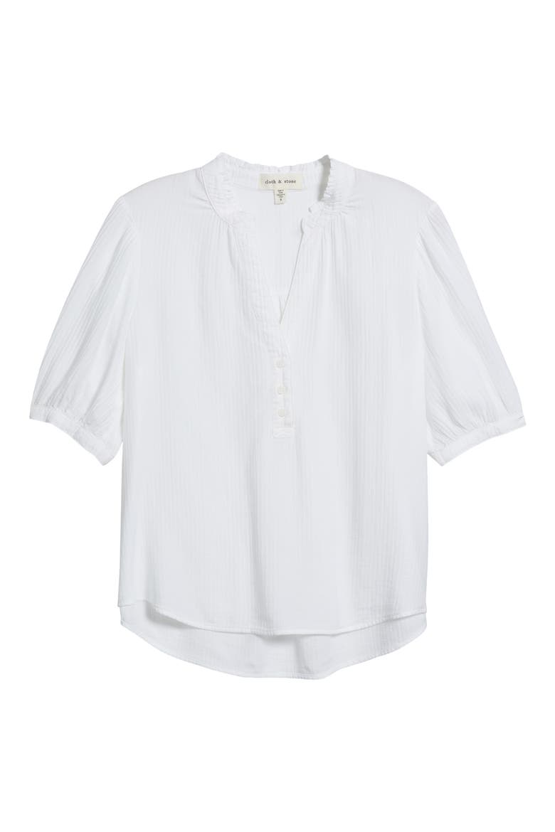 Puff Sleeve Half Placket Top, Alternate, color, WHITE