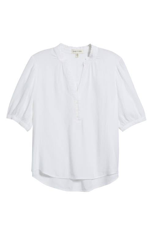 Cloth & Stone Puff Sleeve Half Placket Top In White
