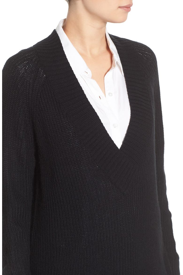 Deep V-Neck Pullover, Alternate, color, BLACK