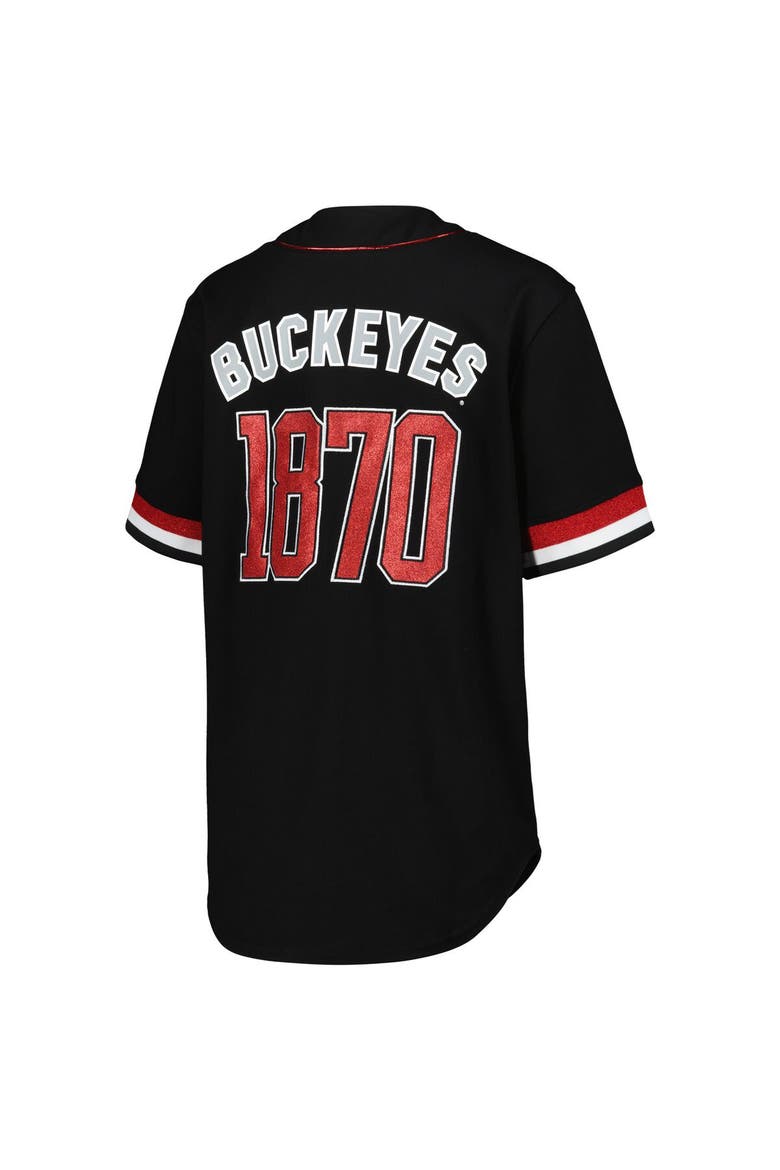 Women's The Wild Collective Black Ohio State Buckeyes Button-Up Baseball Shirt, Alternate, color, Black
