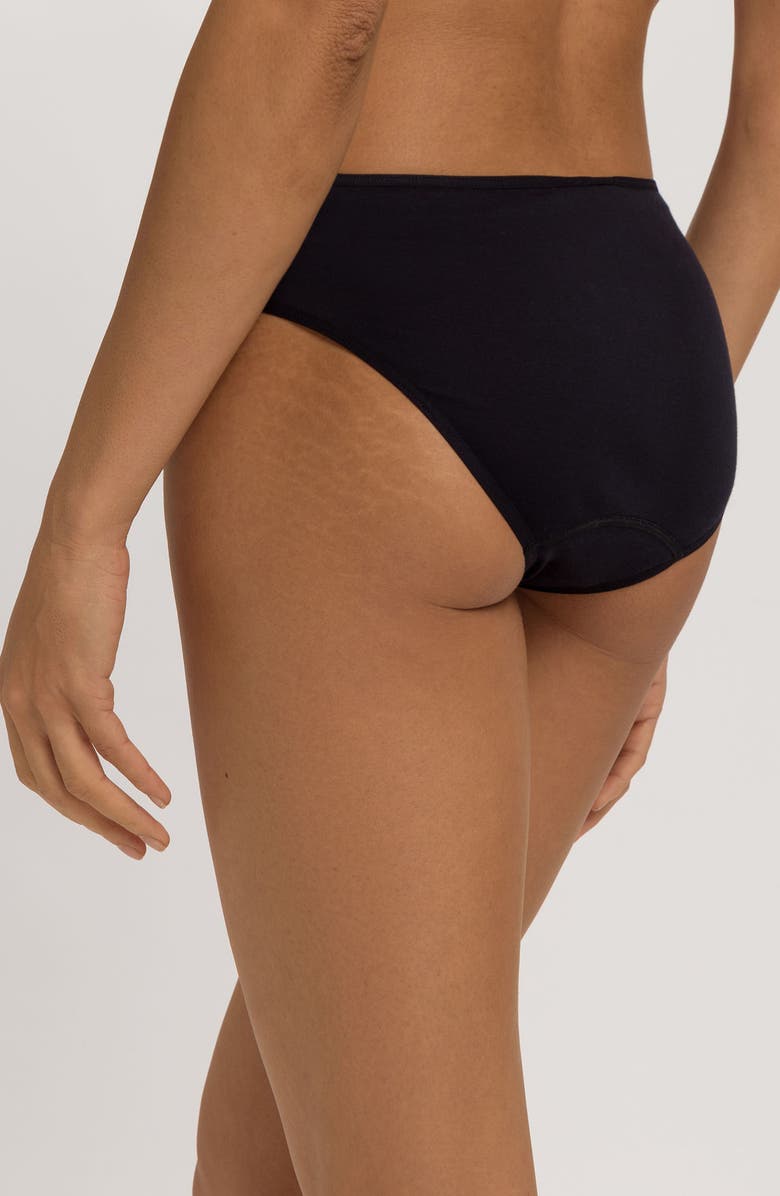 Hanro Kalea Embroidered Inset Cotton Briefs, Alternate, color, Black