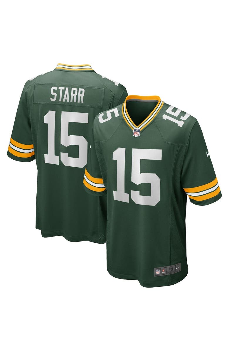 Nike Men's Nike Bart Starr Green Green Bay Packers Game Retired Player Jersey, Main, color, 