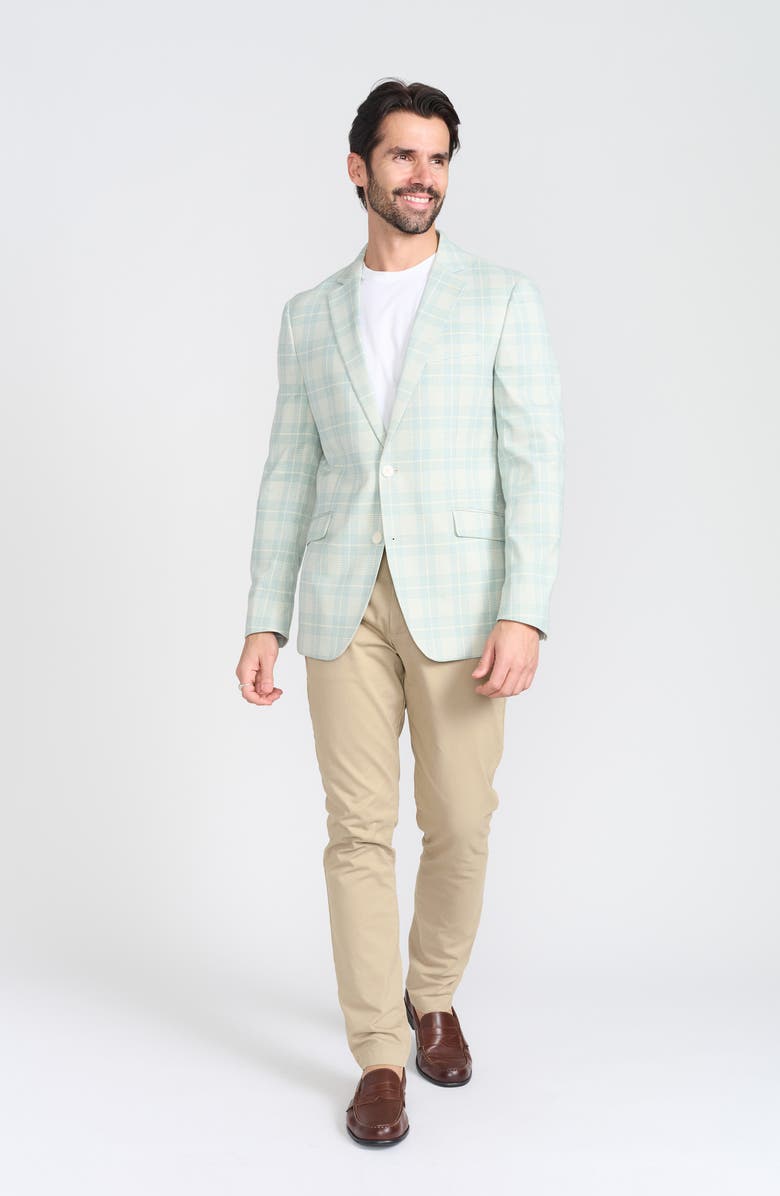 SAVILE ROW CO Mayfair Plaid Notch Lapel Blazer, Alternate, color, Green