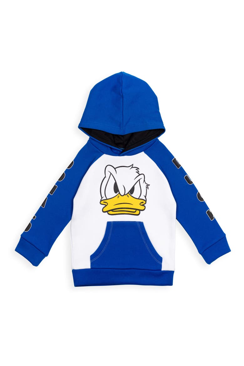 Donald Duck Mickey Mouse & Friends Pullover Hoodie, Main, color, Blue / White