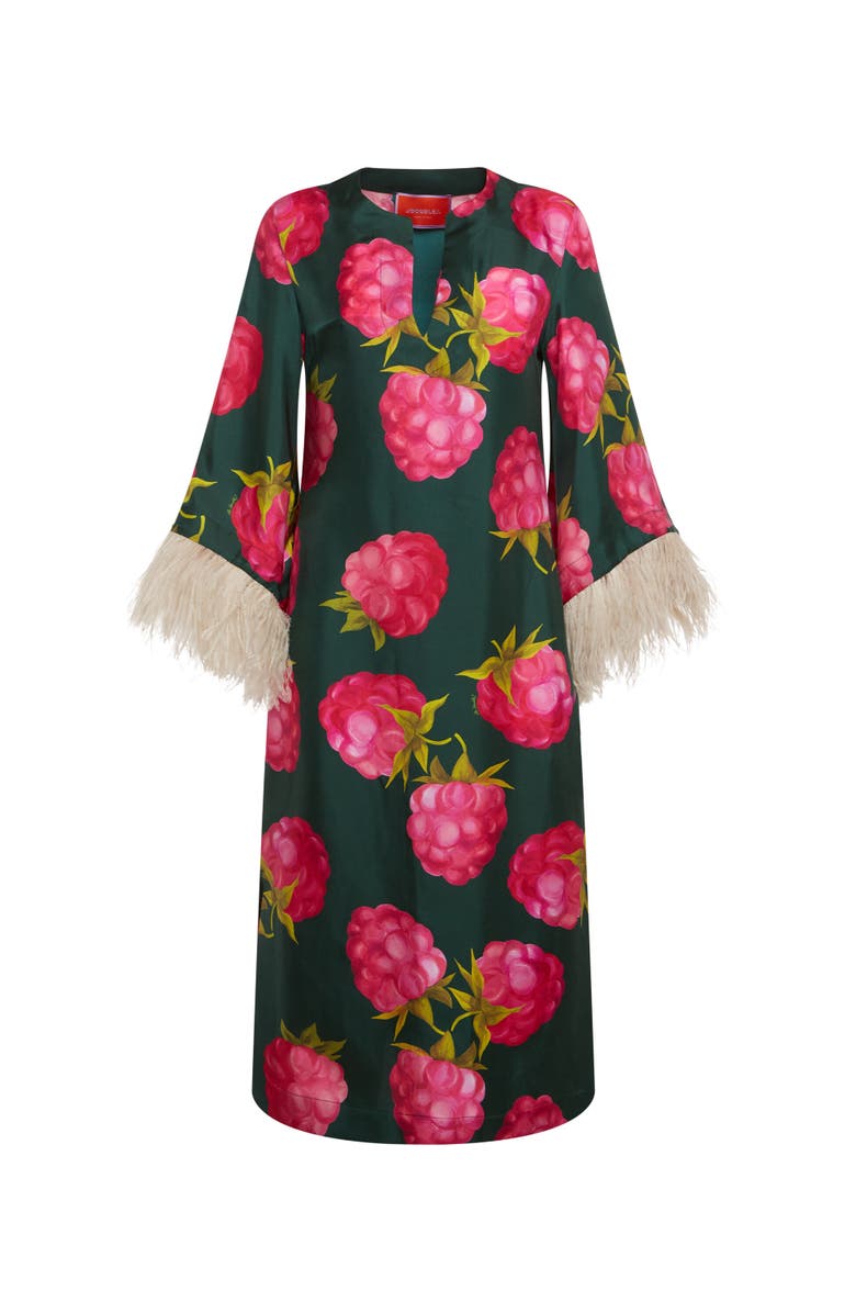 La DoubleJ The Kaftan With Feathers Lampone Emerald, Alternate, color,