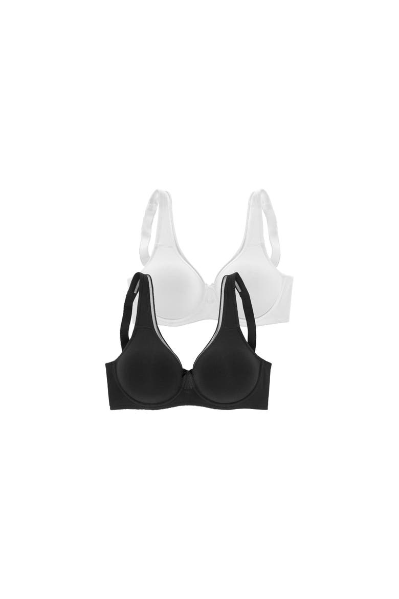 Women's 2 Pk Minimizer Underwire T-Shirt Bras, Alternate, color, Black & White