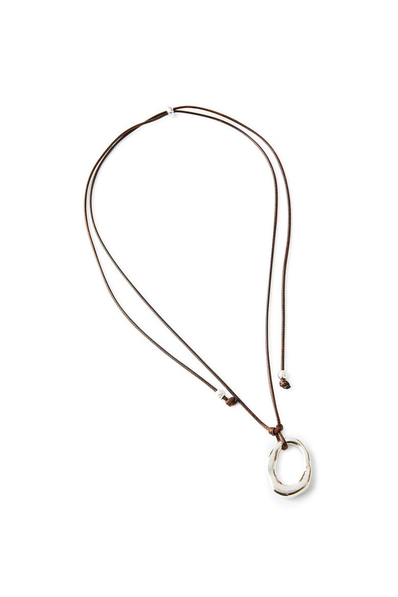 Cord Pendant Necklace, Main, color, Up Silver Molten Oval