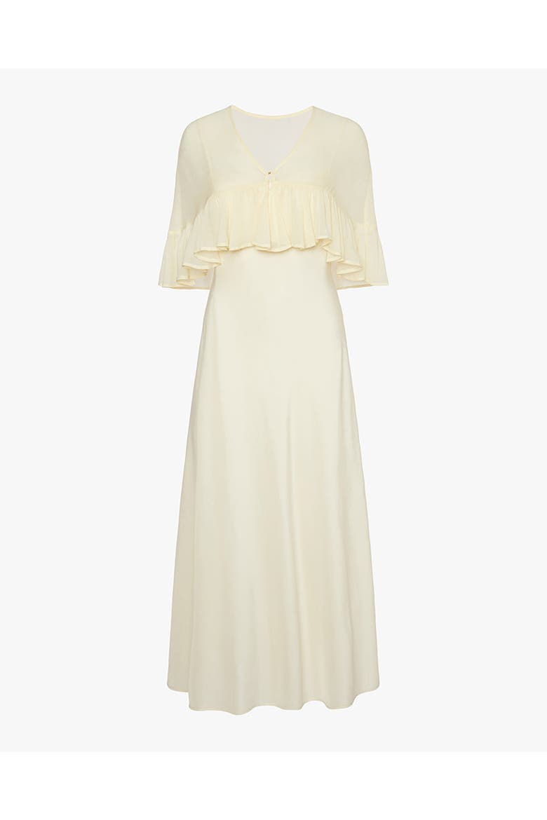 Ruffle Shawl Collar Maxi Dress, Alternate, color, Ivory