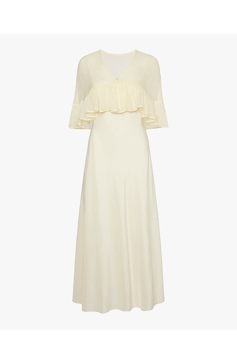 WeWoreWhat Ruffle Shawl Collar Maxi Dress, Alternate, color, Ivory