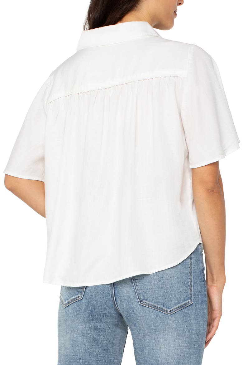 Flutter Sleeve Button-Up Shirt, Alternate, color, WHITE