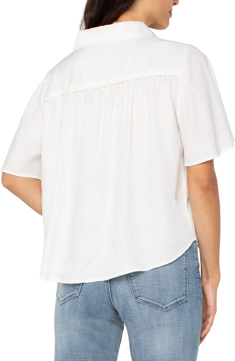 Liverpool Los Angeles Flutter Sleeve Button-Up Shirt, Alternate, color, White
