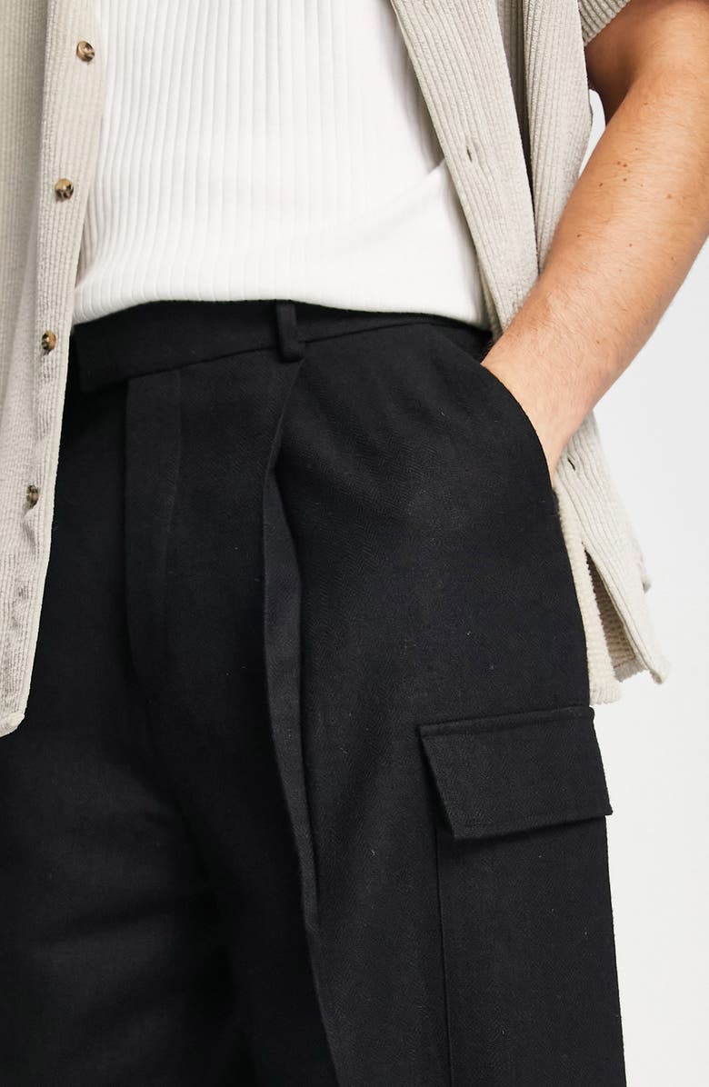 Topman Wide Leg Cargo Pants, Alternate, color, 