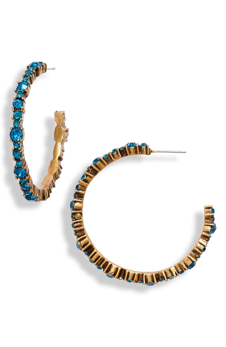 Stella + Ruby Crystal Hoop Earrings, Main, color,