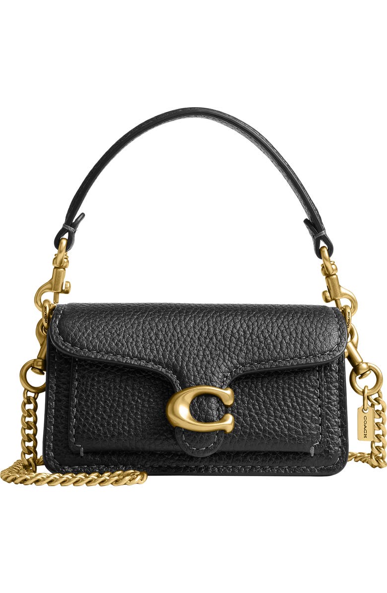 COACH Leather Tabby Bag Charm, Main, color, B4/ Black