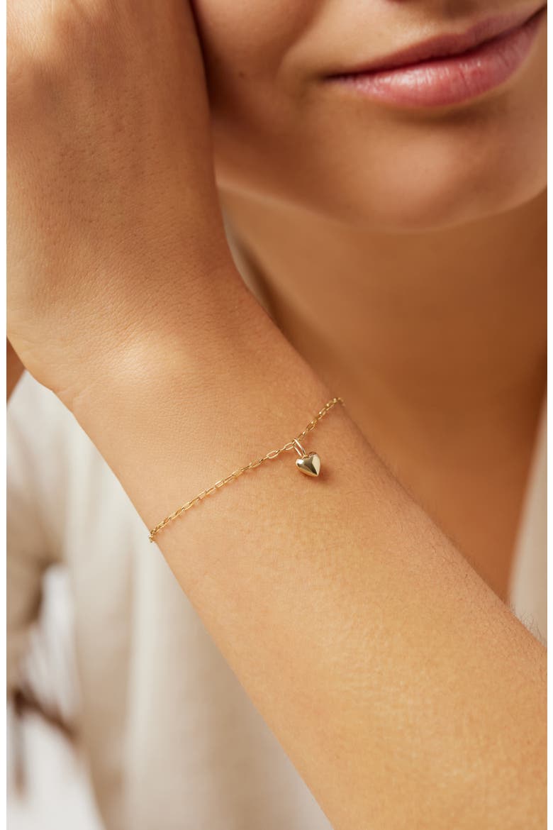 Gold Charm Bracelet - Gold Heart Bracelet, Alternate, color, Gold