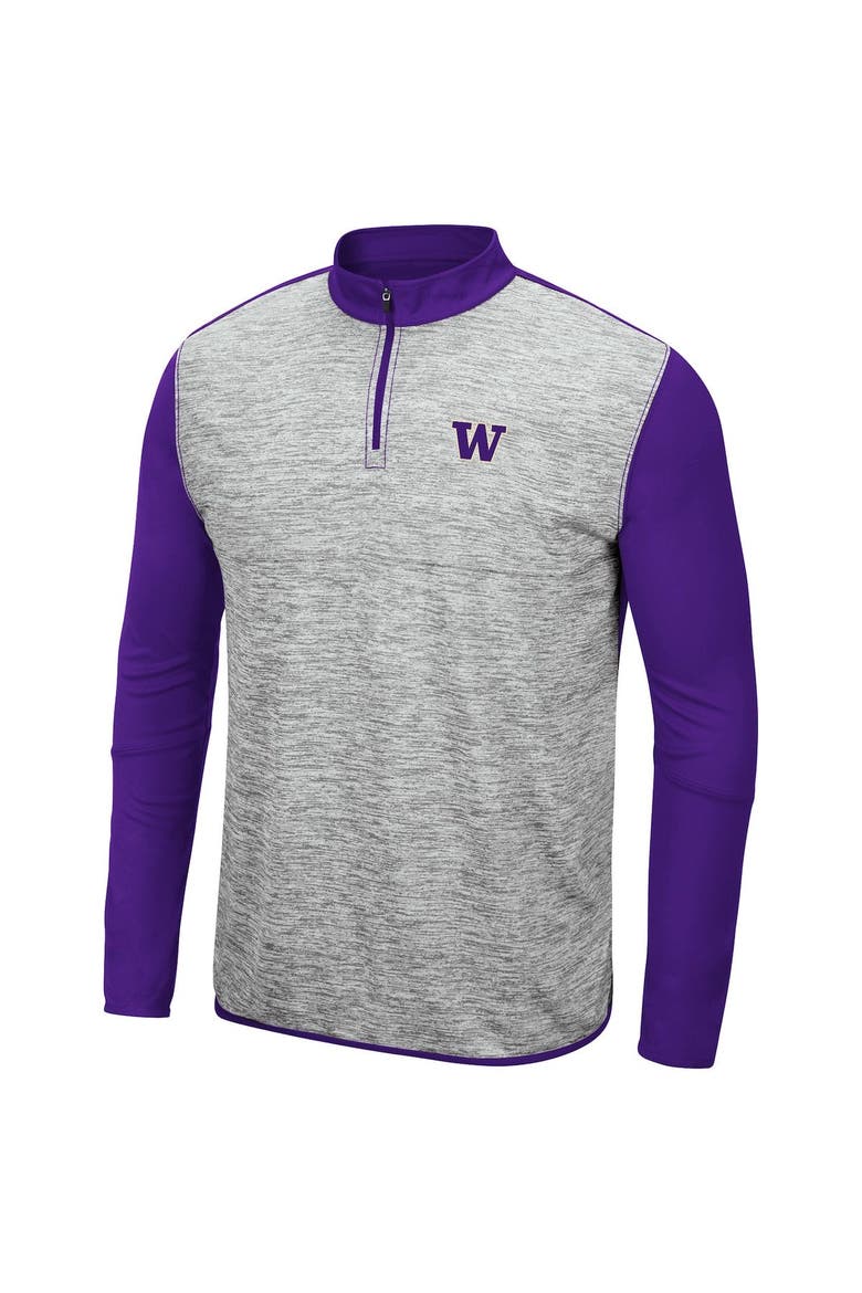 Men's Colosseum Heathered Gray/Purple Washington Huskies Prospect Quarter-Zip Jacket, Alternate, color, Heather Gray