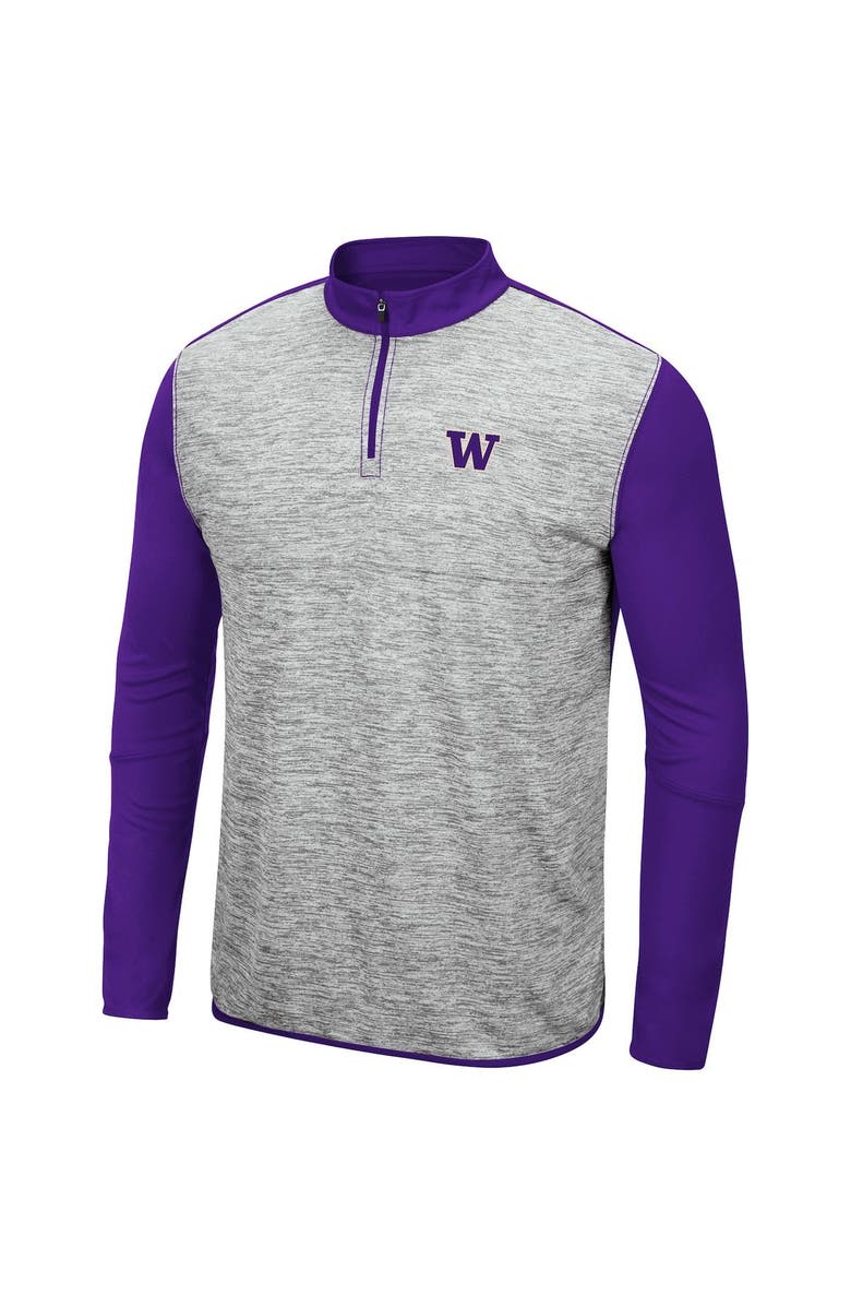 COLOSSEUM Men's Colosseum Heathered Gray/Purple Washington Huskies Prospect Quarter-Zip Jacket, Alternate, color, 
