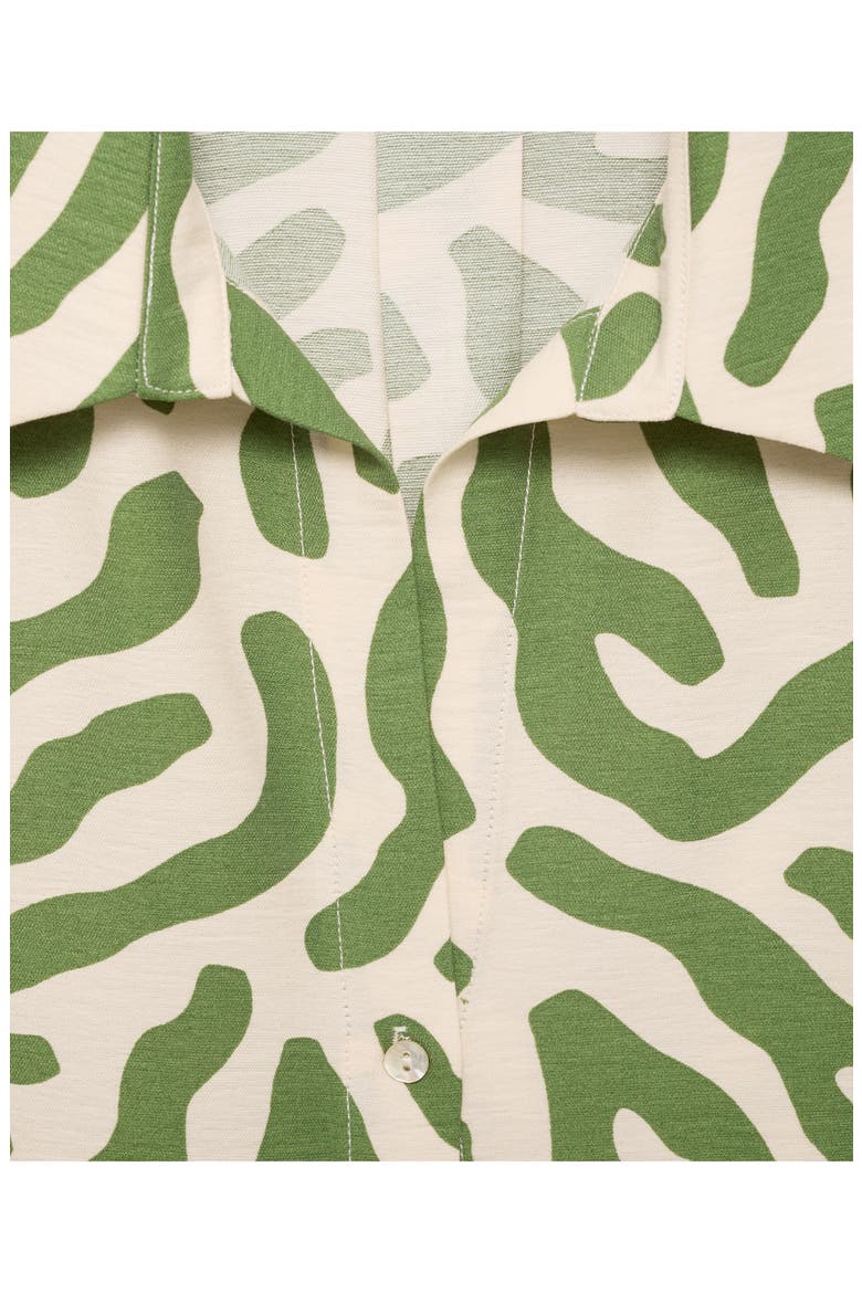 Abstract Print Cap Sleeve Button-Up Shirt, Alternate, color, GREEN