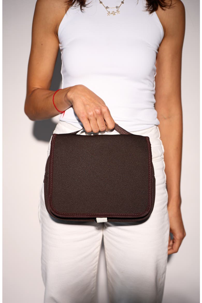 Neoprene Water Resistant Hanging Toiletry Case, Alternate, color, BROWN