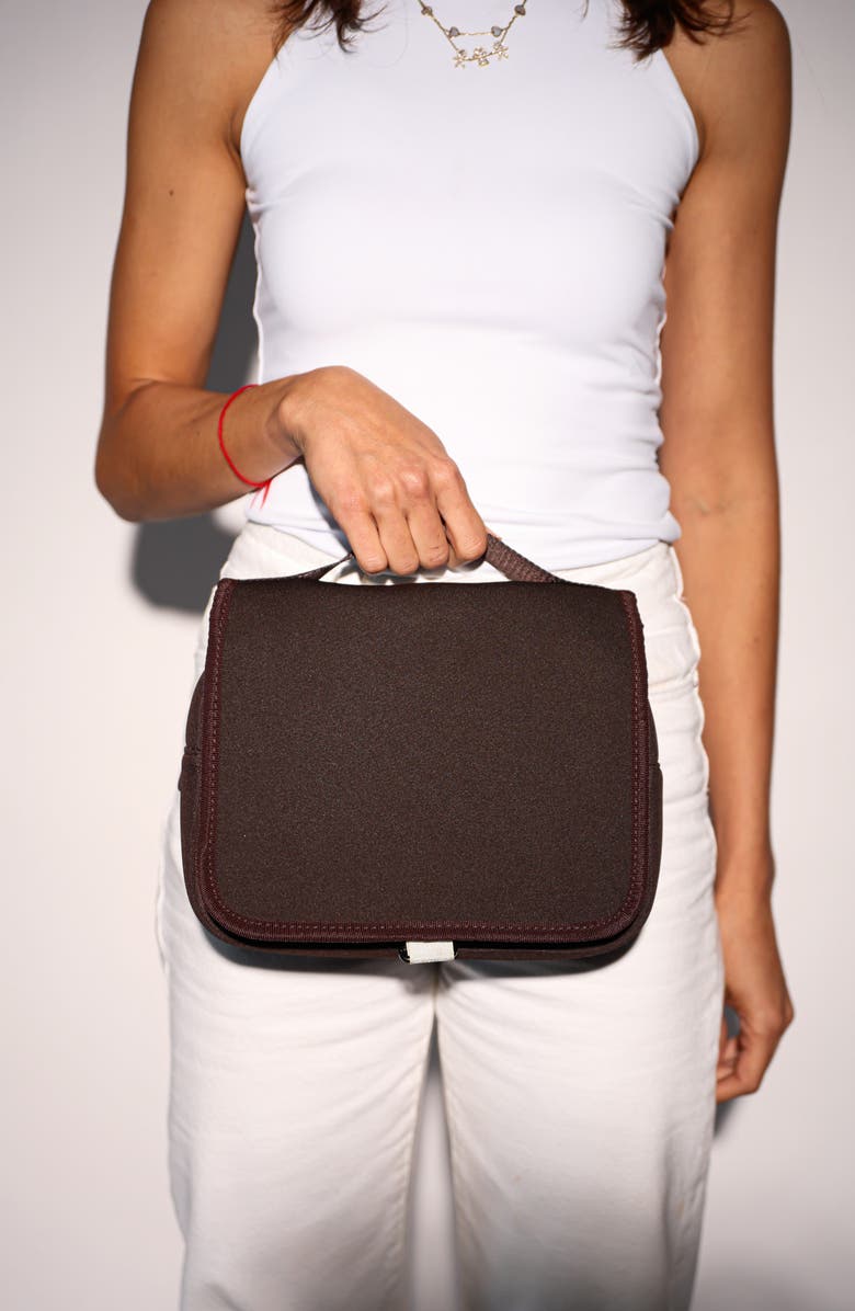 POP UPS BRAND Neoprene Water Resistant Hanging Toiletry Case, Alternate, color, Brown