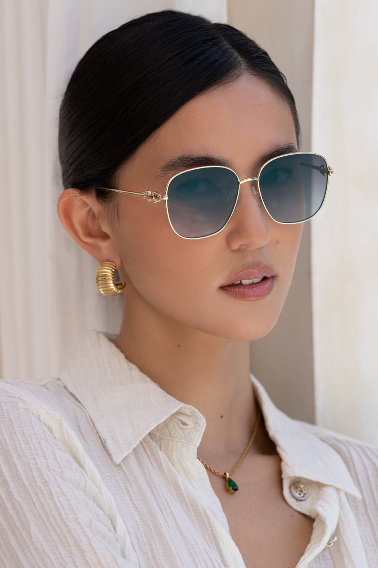 Lea Square Sunglasses, Alternate, color, Gold / Gradient Gray