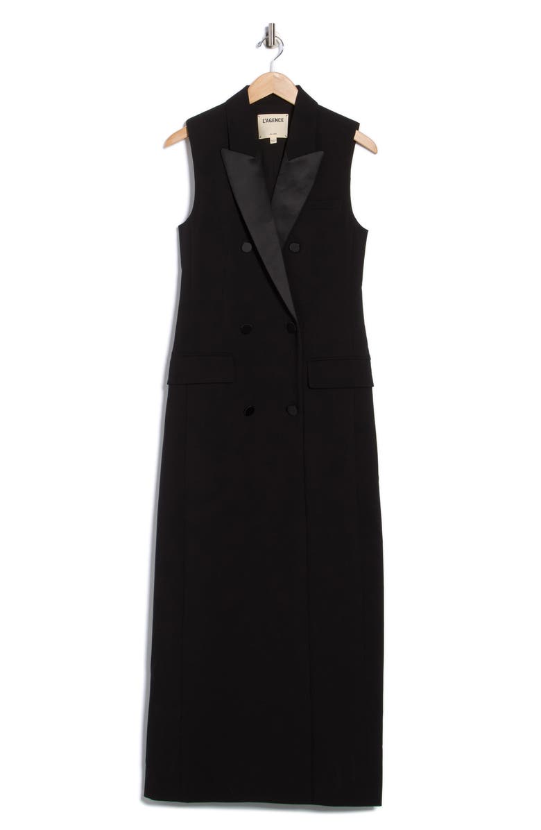 L'AGENCE Sleeveless Blazer Maxi Dress, Alternate, color, Black
