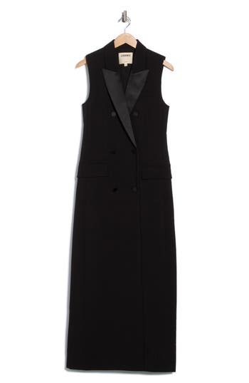 L'agence Sleeveless Blazer Maxi Dress In Black