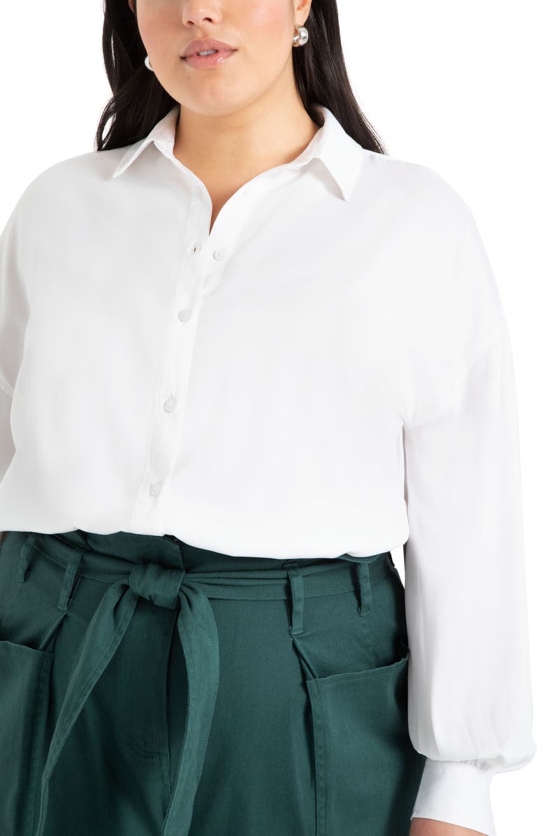 ELOQUII Relaxed Button-Up Georgette Blouse, Alternate, color, 