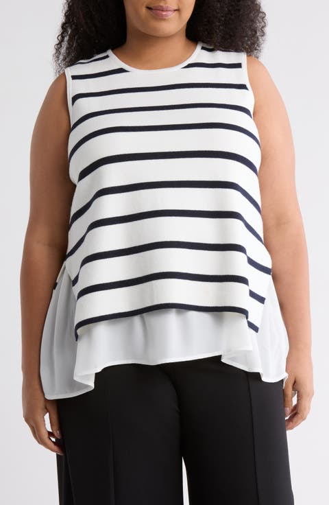 Stripe Twofer Sweater Vest (Plus)