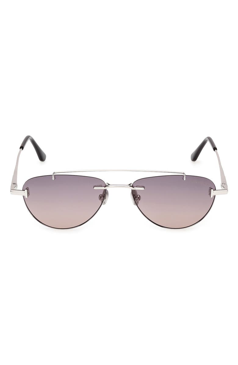 TOM FORD Astor 55mm Gradient Pilot Sunglasses, Main, color, Palladium / Smoke To Sand Lens