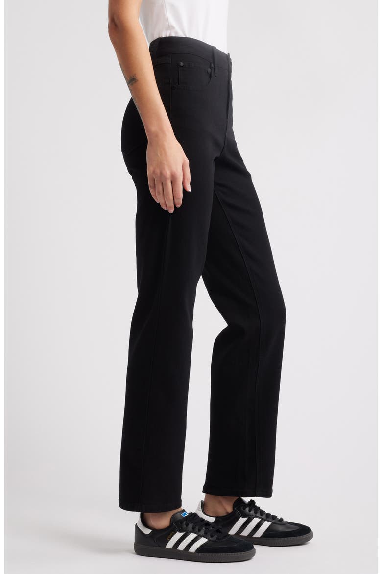 High Waist Straight Leg Jeans, Alternate, color, BLACK