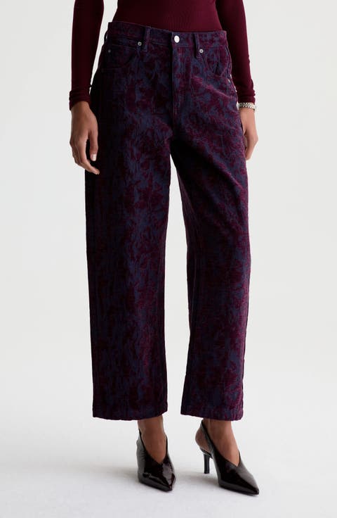 Hattie Jacquard High Waist Crop Barrel Jeans