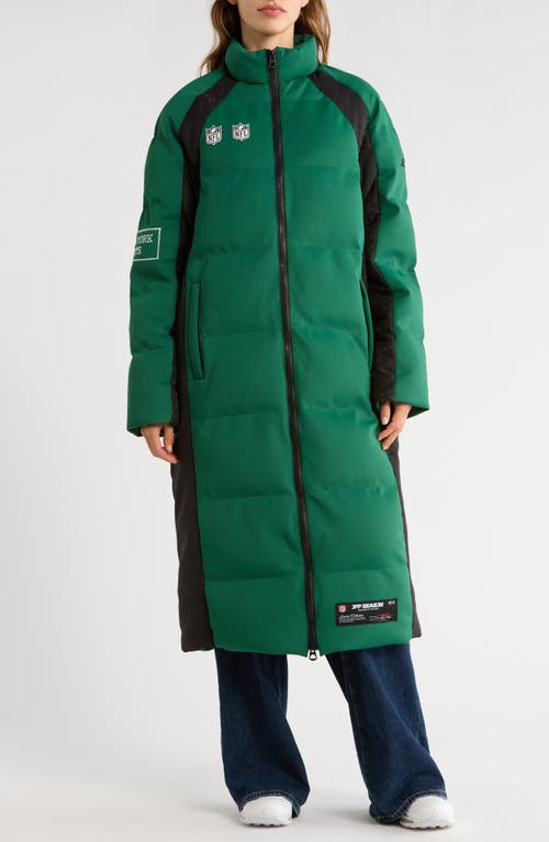 Off Season Nfl Team Water Repellent Long Puffer Coat In Green