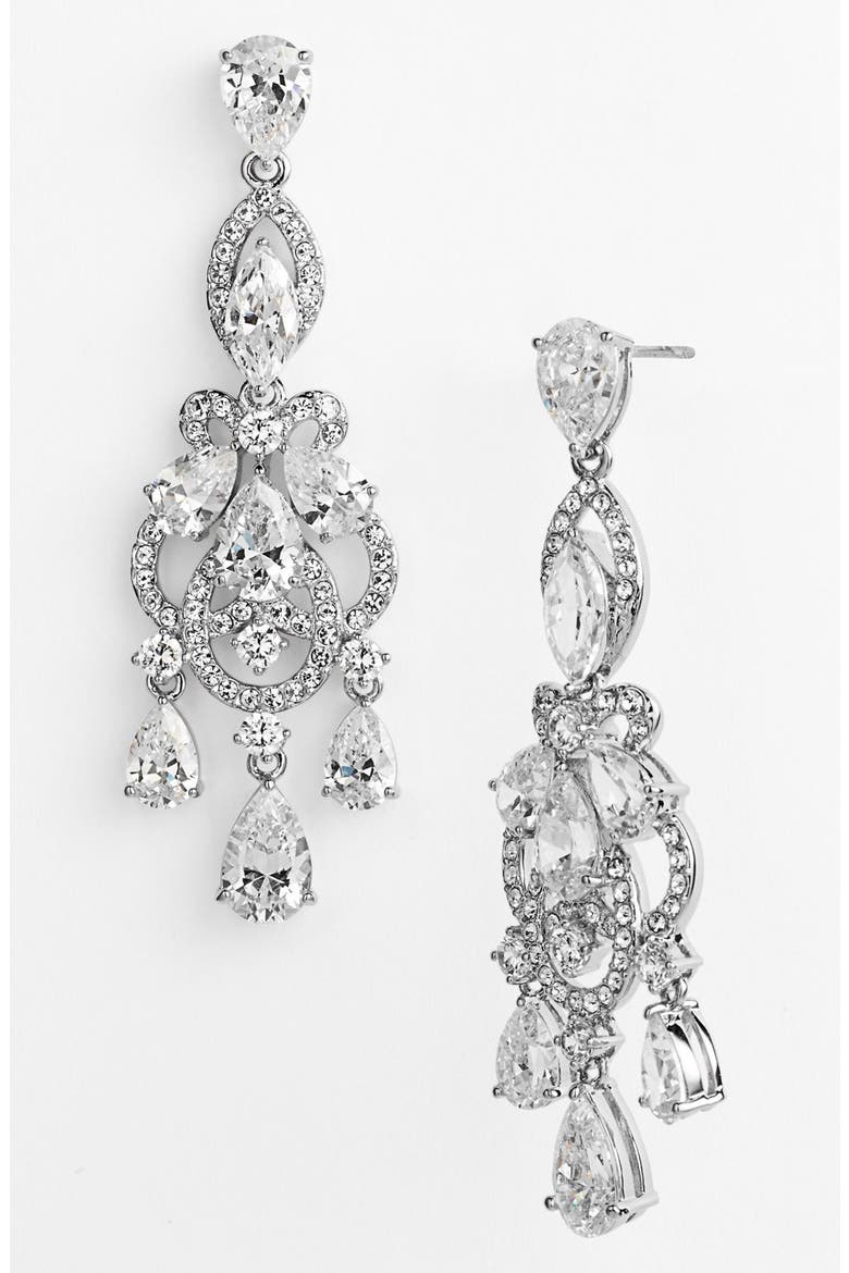 'Legacy' Crystal Chandelier Earrings, Main, color, SILVER/ CLEAR