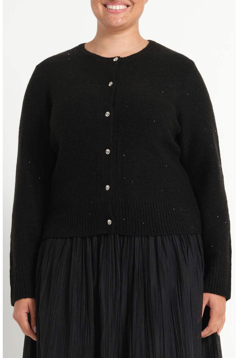Night Sparkle Knit Cardigan, Main, color, BLACK