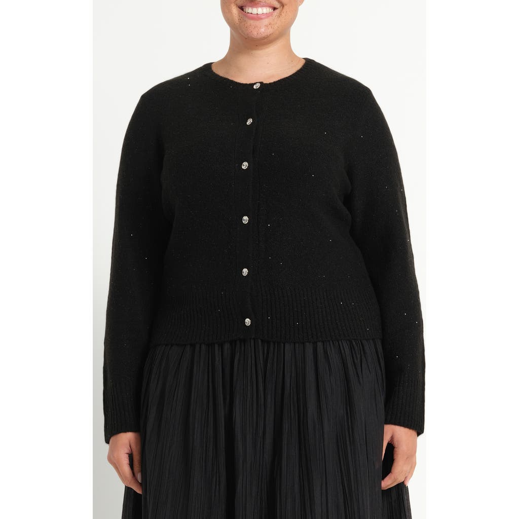 Estelle Night Sparkle Knit Cardigan In Black