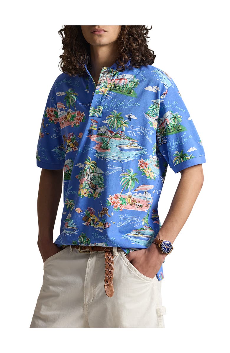 Polo Ralph Lauren Big & Tall Bahamas Bear Polo Shirt, Main, color, Blue