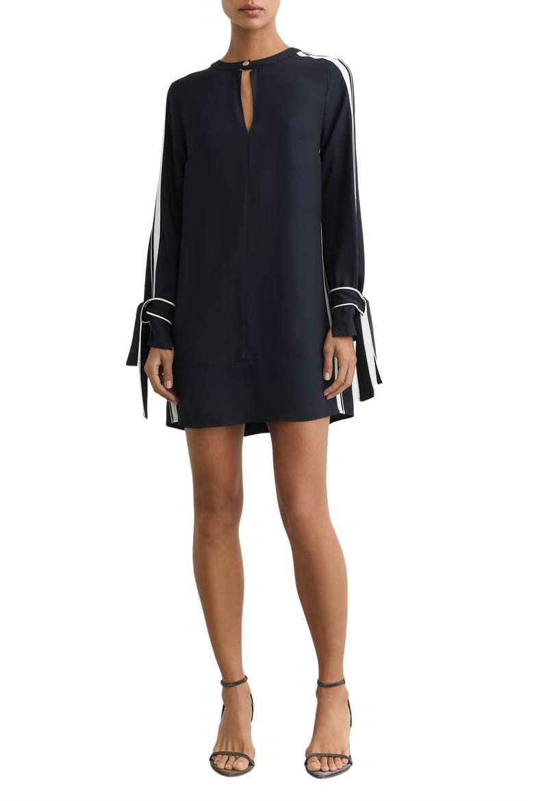 reiss blue dress long sleeve Buy Reiss Navy Mabel Long-Sleeve Belted Midi Dress from Next USA