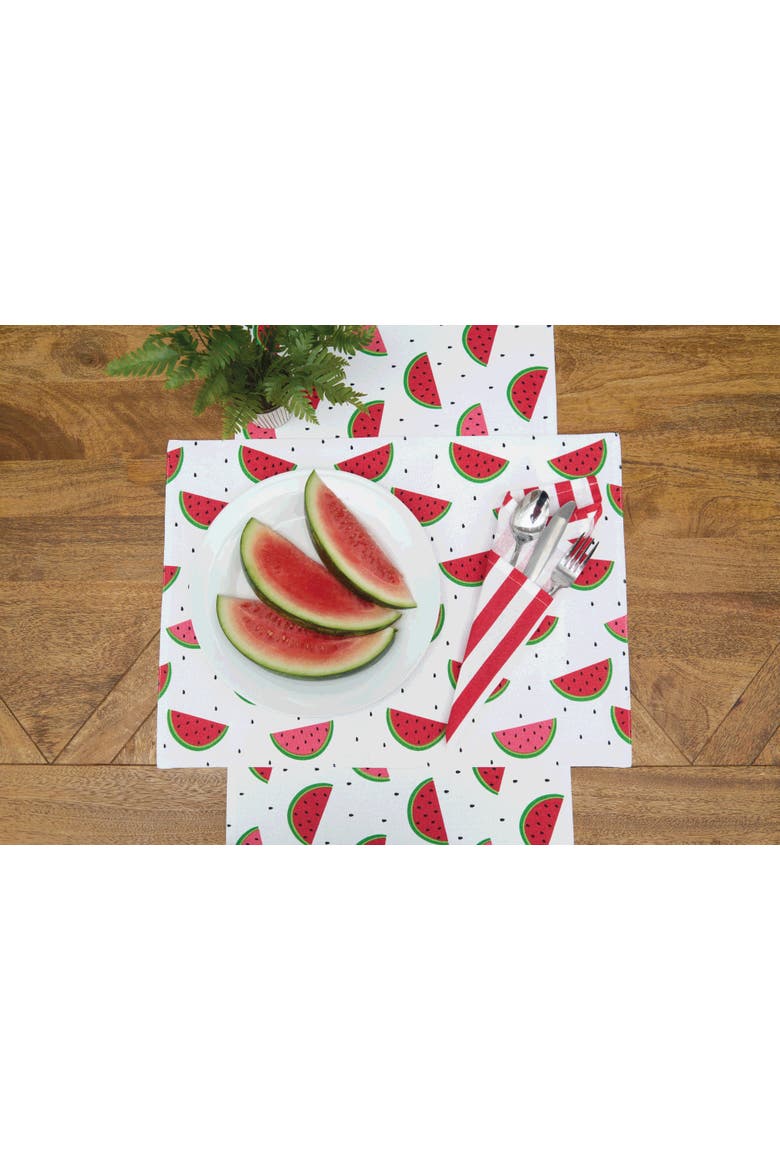 Watermelon Whimsy Cotton Cloth Napkin Machine Washable Set of 6, Alternate, color, White