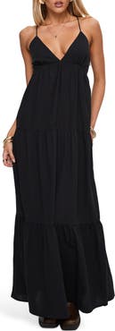 Princess Polly Chelsea Tiered Lace-Up Back Maxi Dress