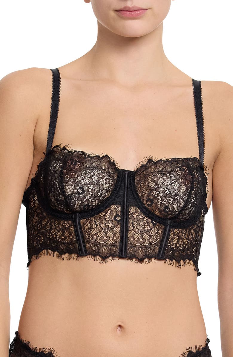 Hanky Panky Sheer Seduction Underwire Bustier, Main, color, Black