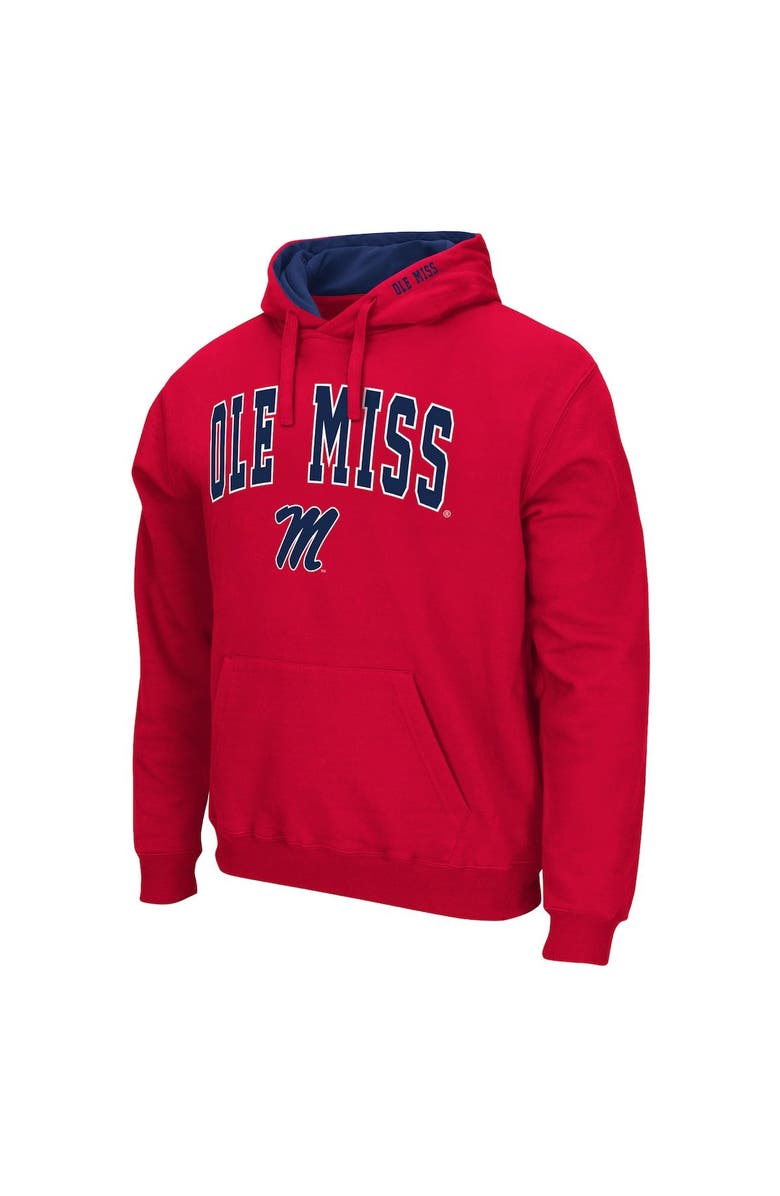 COLOSSEUM Men's Colosseum Red Ole Miss Rebels Arch & Logo 3.0 Pullover Hoodie, Alternate, color,