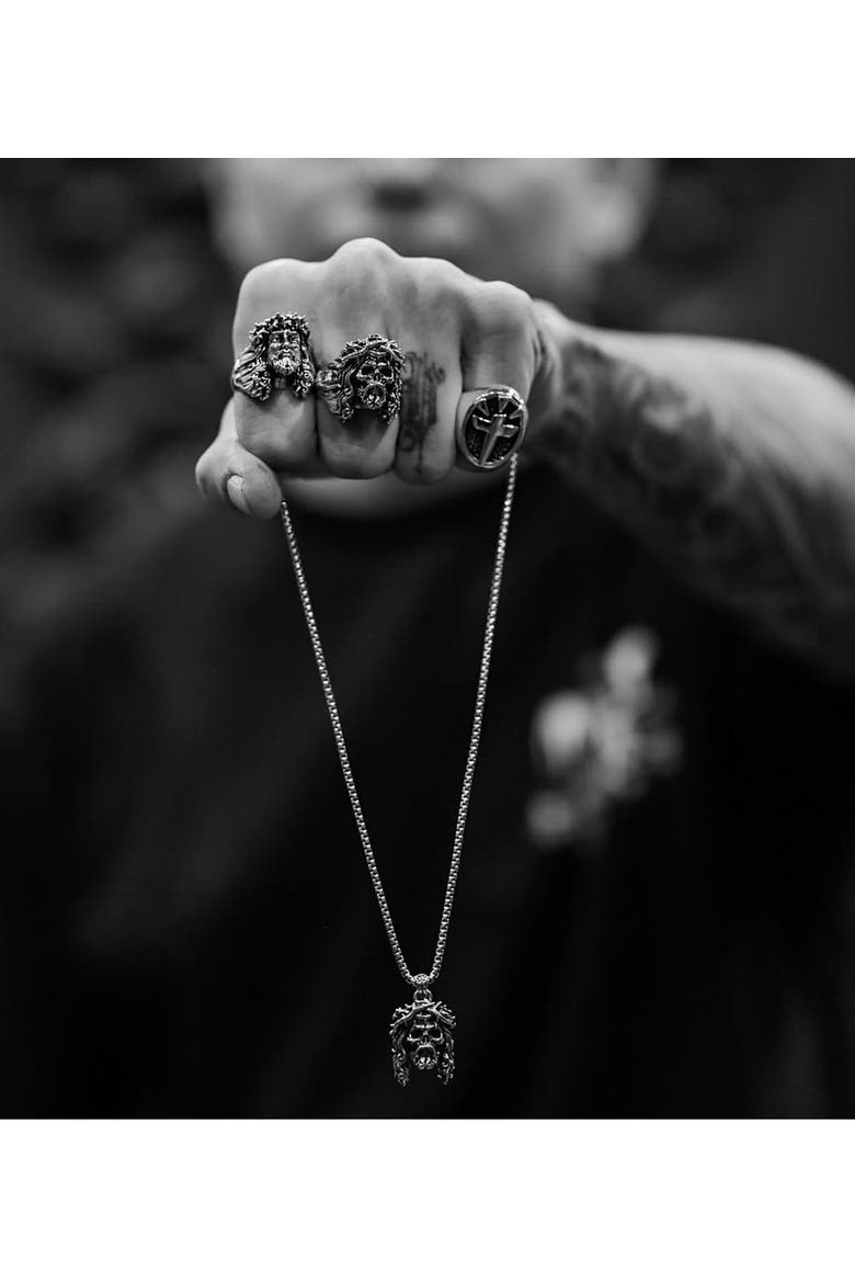 Jesus Skull Pendant Sterling Silver, Alternate, color, Silver
