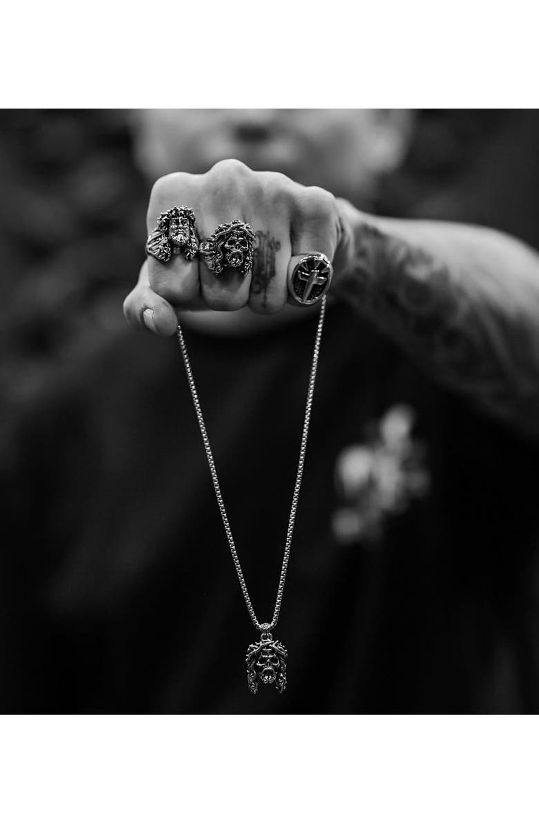 Room101 Jesus Skull Pendant Sterling Silver, Alternate, color, Silver